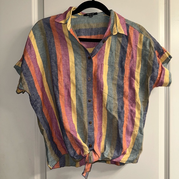 Madewell Rainbow Striped Tie-Front Top - Picture 2 of 2